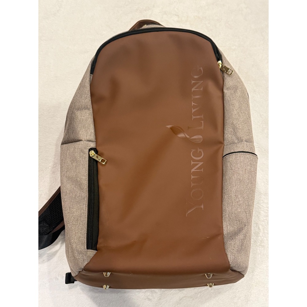 Young Living 2021 Convention Backpack Brown Grey Essential Oil Laptop Bag- New